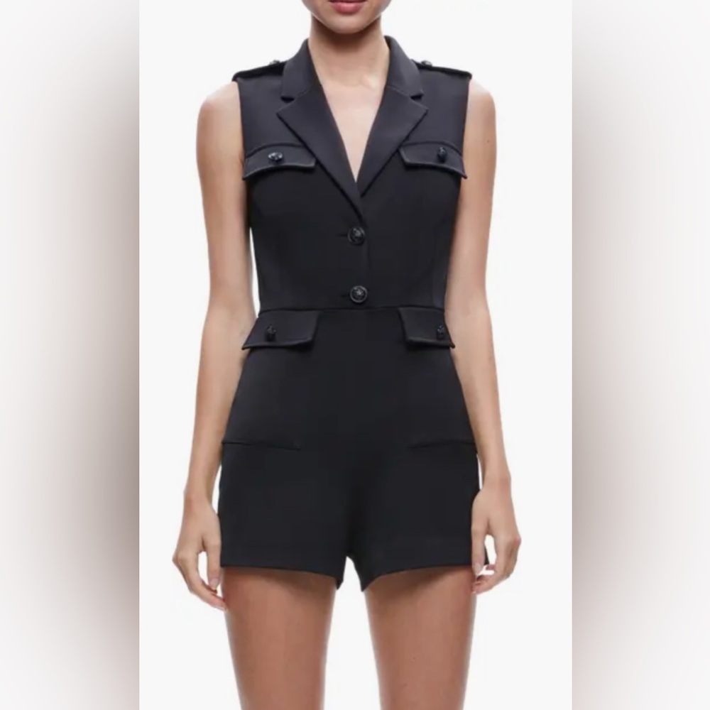 NWT Alice + Olivia Phillis Utility Sleeveless Romper - Size 12 - Picture 1 of 11